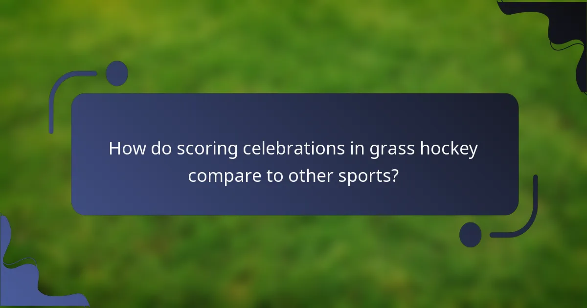 How do scoring celebrations in grass hockey compare to other sports?