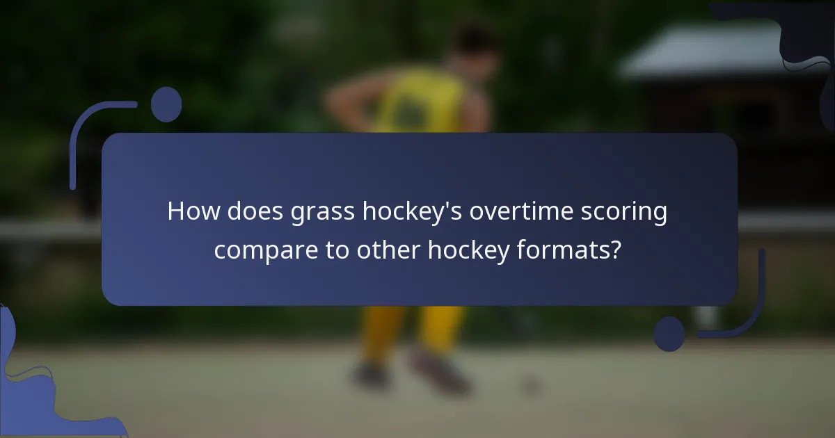 How does grass hockey's overtime scoring compare to other hockey formats?