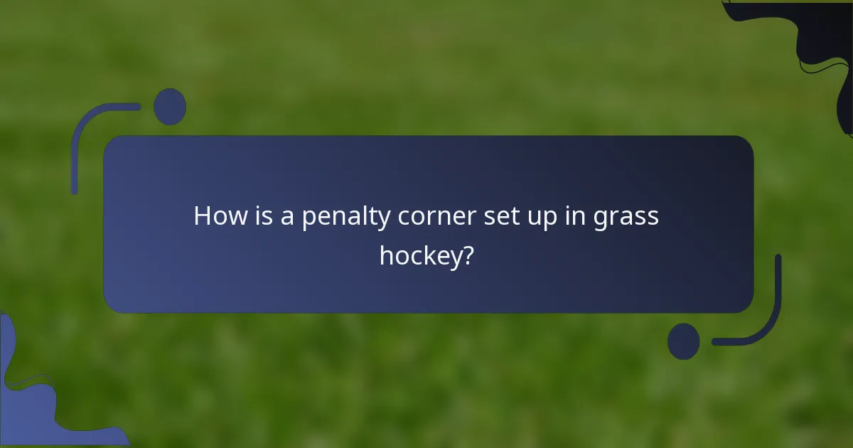 How is a penalty corner set up in grass hockey?