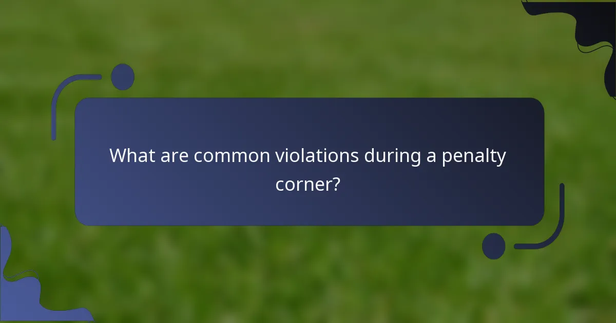 What are common violations during a penalty corner?