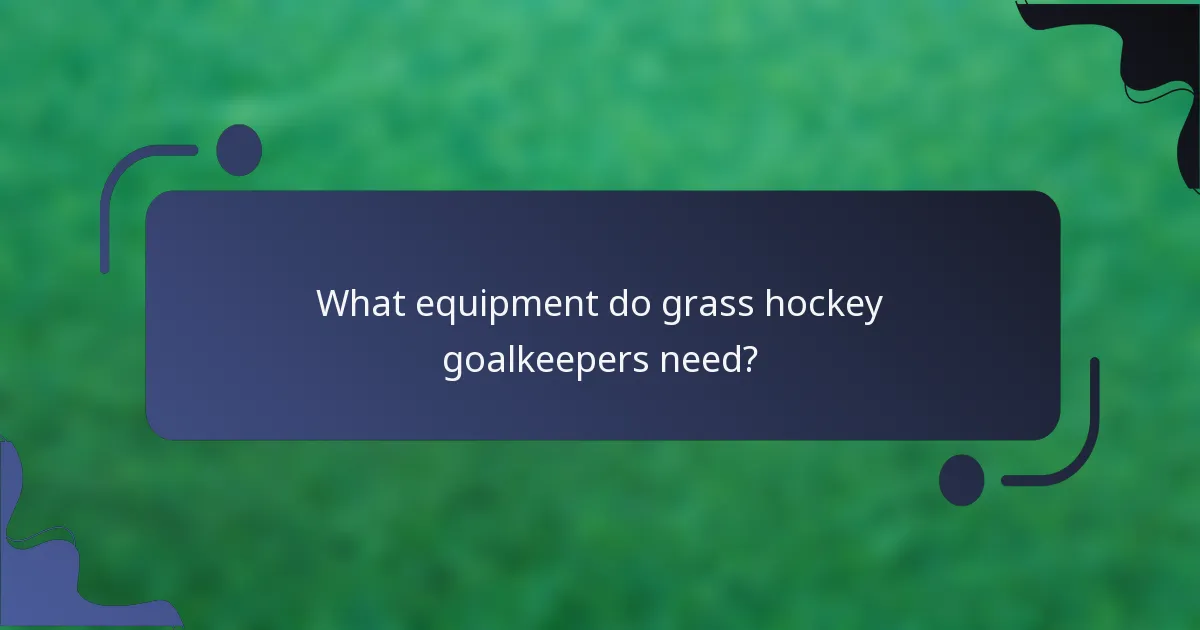 What equipment do grass hockey goalkeepers need?