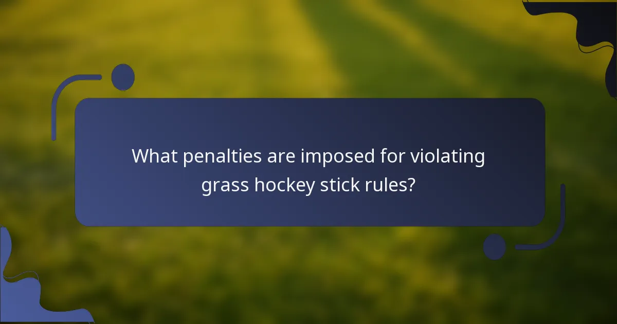 What penalties are imposed for violating grass hockey stick rules?